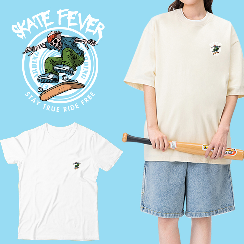 Cool skeleton playing skateboa - Iron On Patch ulasan dan harga