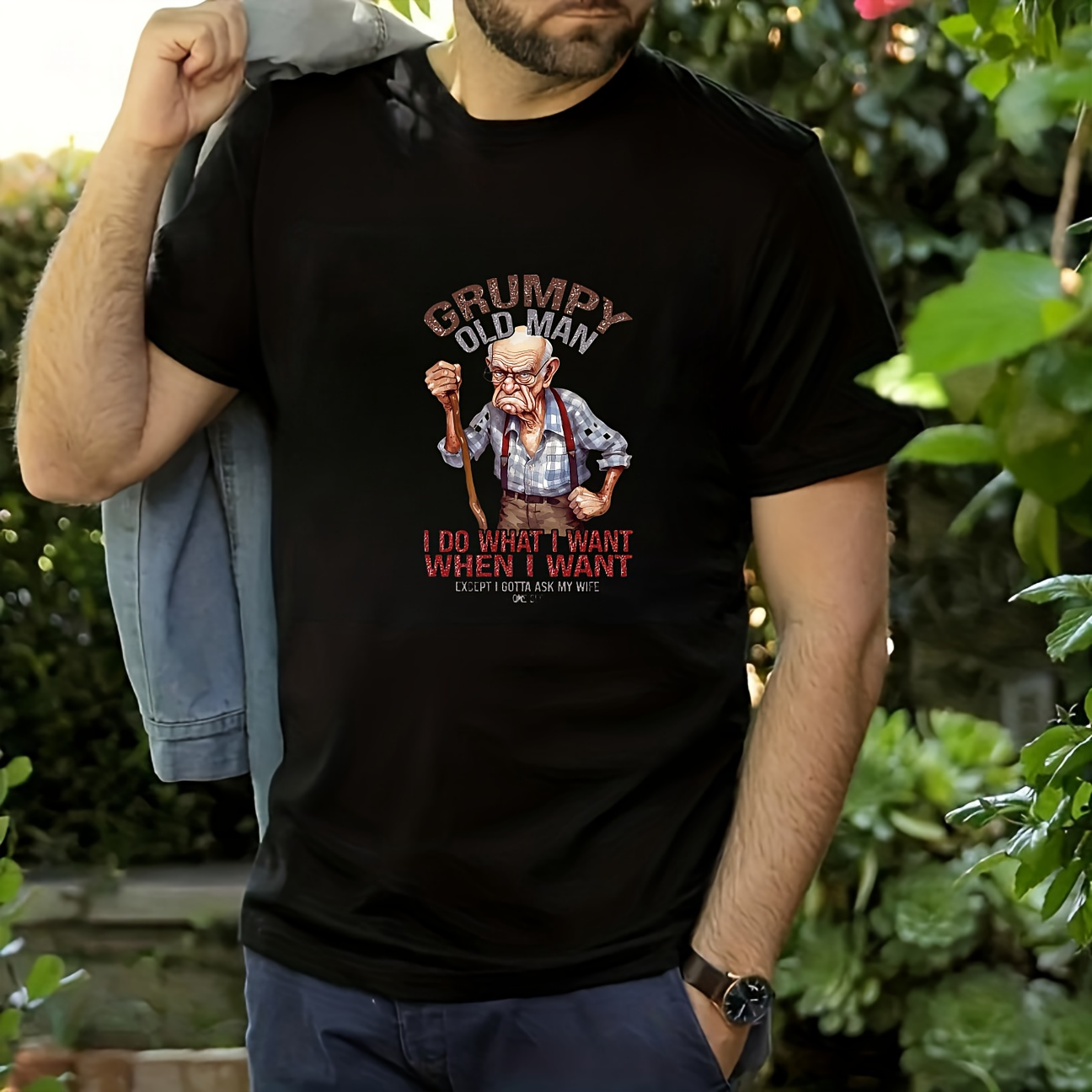 Funny Old Man Quotes Cartoon H - Iron On Patch ulasan dan harga