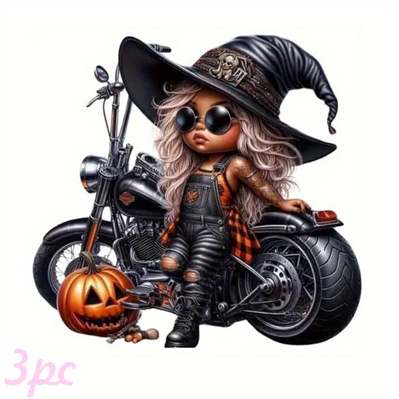 Witch on Motorcycle Halloween  - Iron On Patch ulasan dan harga
