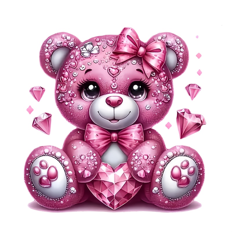 Pink Diamond Bear Heat Transfe - Iron On Patch ulasan dan harga