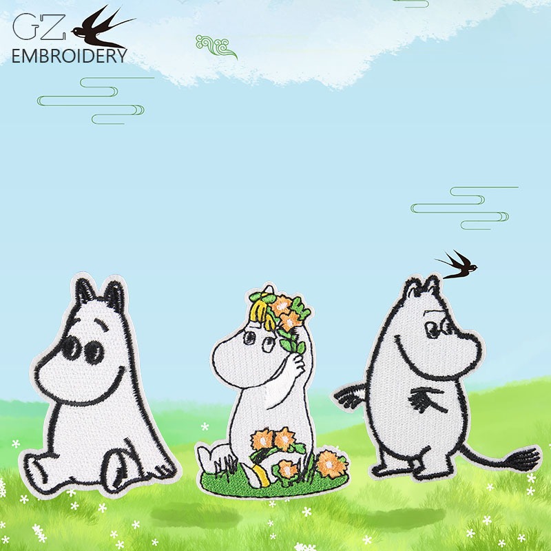 Moomin Cute Cartoon Embroidere - Iron On Patch ulasan dan harga