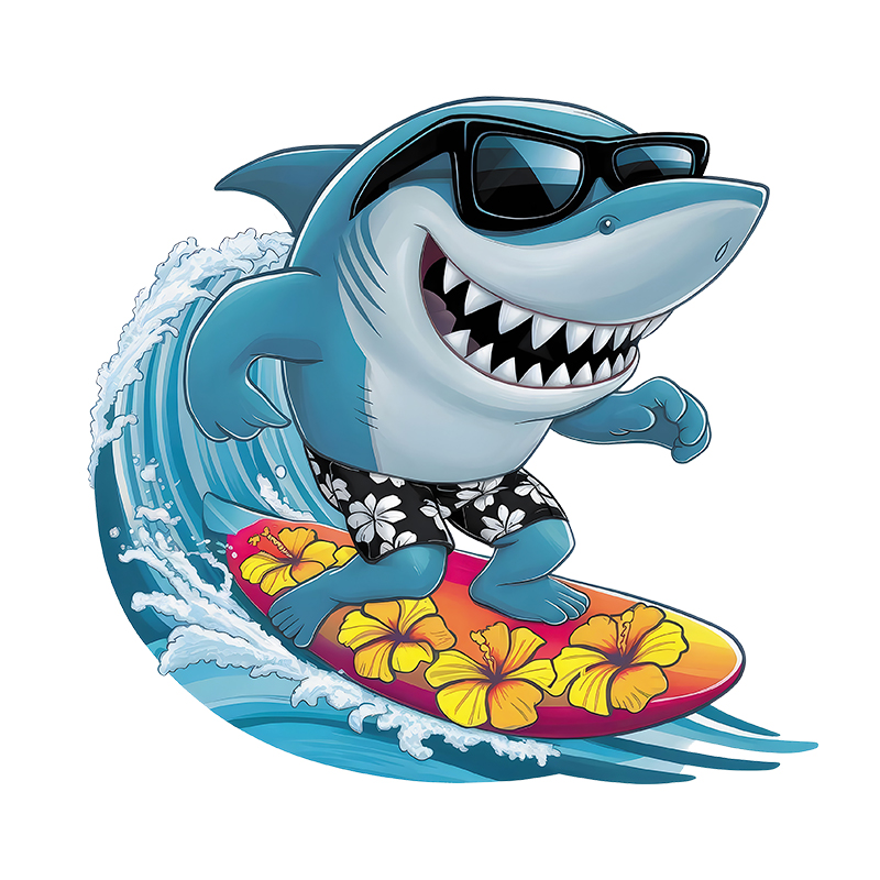 Interesting Sharks Surfing Iro - Iron On Patch ulasan dan harga