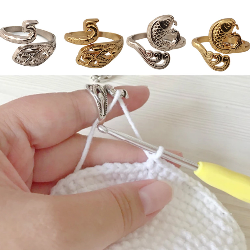 Ring Knitting Loop Crochet Too - Sewing Thimble Metal ulasan dan harga