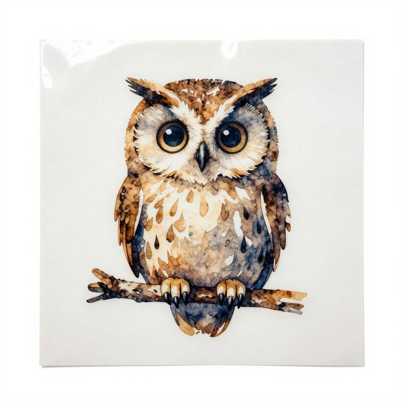 Watercolor Owl Heat Transfer V - Iron On Patch ulasan dan harga